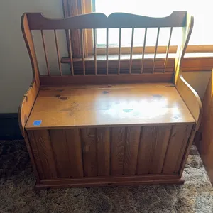 WOODEN BENCH WITH STORAGE