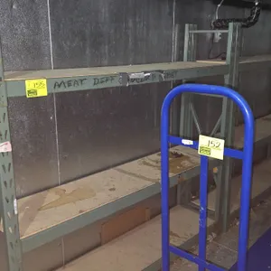 6' Section of metal warehouse racking with particle board decks and 3" cross bars, 1½'Dx6'H
