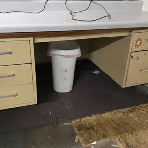 5' Metal desk with laminate top and (2)office chairs