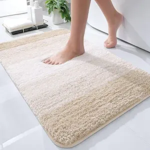 Olannly Luxury Microfiber Bath Mat, 24x36 Inches, Light Beige