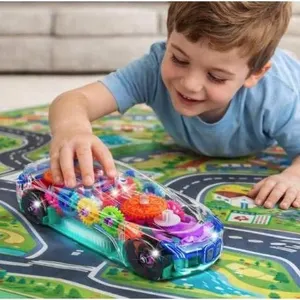 ArtCreativity Light Up Transparent Sensory Car Toy for Kids, 1PC, Bump and Go Toy Car with Colorful 