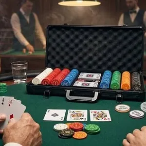 Poker Chip Set with Durable Case and Multicolor Chips