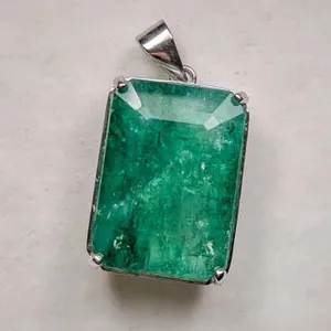 3.8 ct Certified Silver Emerald gemstone Pendant ($7,030 Appraisal)