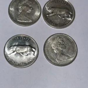 4 Canada Silver 25 Cent Centennial Coins 1967