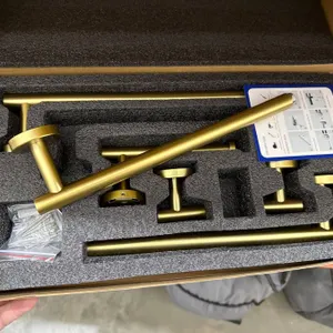 Brass Hardware Set with Mounting Components and Installation Overview