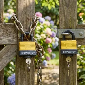 ShopMaster 1.5 Inch (40mm) Weather Resistant Laminated Steel Padlocks, Keyed Alike - 2 Pack