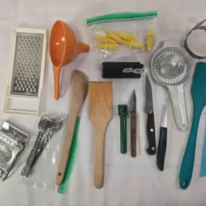 Kitchenware; egg slicer, grater, funnel, spatulas