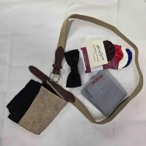 Stretch belt, 41" long; clip-on bow tie