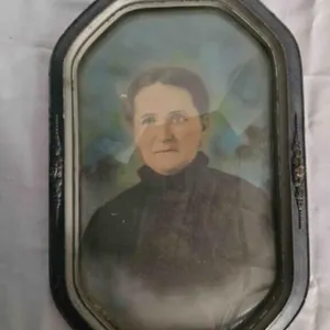 Vintage female portrait, unattached domed glass