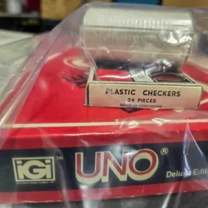 Games; Poker chips,  checkers, Deluxe Uno