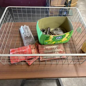 Wire Basket w/Assorted Hand Tools & More