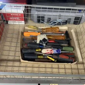 Wire Basket w/Assorted Screw Drivers