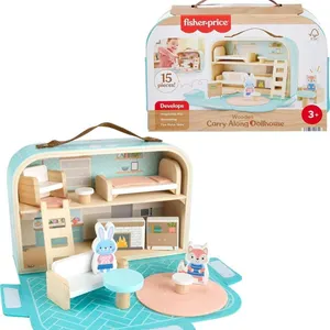 NEW Fisher-Price Wood Toy Dollhouse Carry Along
