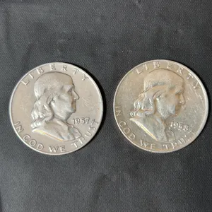 1957-D & 1958-D Franklin Half Dollars