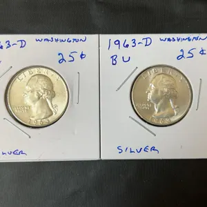(2) 1963-D Washington Silver Quarters