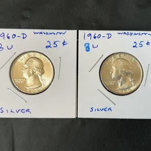 (2) 1960-D Washington Silver Quarters