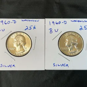(2) 1960-D Washington Silver Quarters