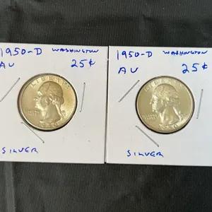 (2) 1950-D Washington Silver Quarters