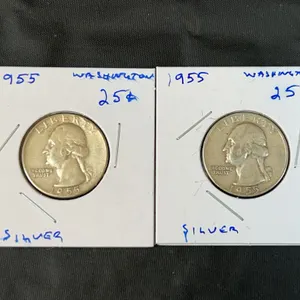 (2) 1955 Washington Silver Quarters