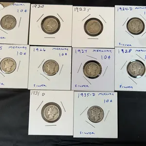 (10) Silver Mercury Dimes