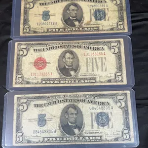 (3) $5 Red & Blue Seal Federal Reserve Notes