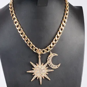 Gold Tone Moon and Stars Fashion Necklace by Off Park Jewelry