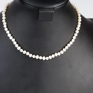 Sterling and 18k Gold Marked Natural Freshwater Pearl Necklace