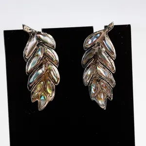 Vintage Sterling Silver Mexico Leaf Earrings