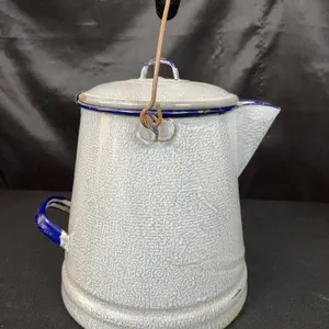 Gray Graniteware Coffee Pot