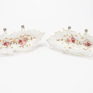Pair of Vintage Leaf-shaped Porcelain Trinket Dishes