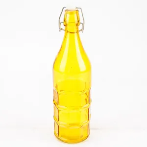 Yellow Glass Bottle With Swing Top Cap