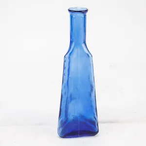Blue Triangular Glass Bottle
