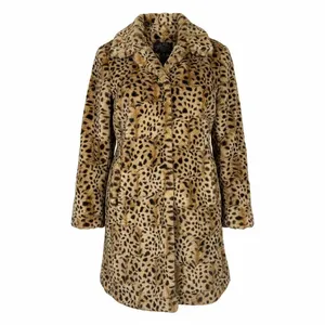 Lucky Brand Faux Fur Leopard Print Jacket with Blue Lining, Size M