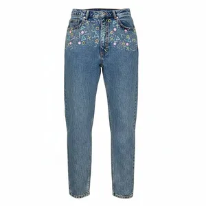 No Excuses High-Waisted Jeans with Painted Details and Button Closure