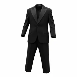 John Wanamaker Men's Black Tuxedo with Satin Lapels