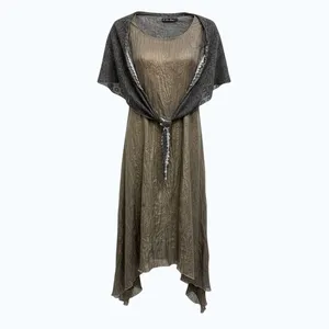 E. Lane Design Metallic Sheer Dress with Attached Wrap