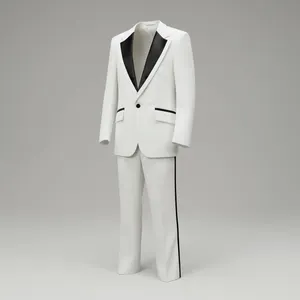 Vintage Formal Craft White and Black Tuxedo Jacket and Pants Set, Size 44R