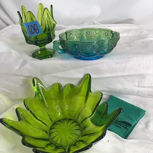 GREEN GLASSWARE-GREEN CLOTH