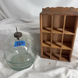 KEROSENE JAR-WOODEN SPICE SHELF