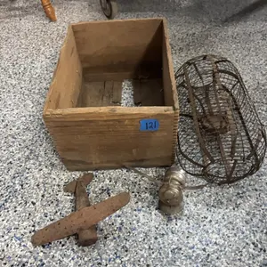 WOOD BOX-RUSTY AIRPLANE-MISC