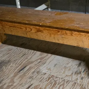 Wood bench. 4'L. Background items not included.