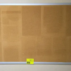 Cork board lot. Includes (1) 5' x 3' and (1) 5' x 4' cork board. Features silver-tone metal frames.