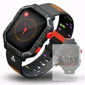 NICE! New Atari 2600 My Play Watch – Retro Gaming Smartwatch with Built-in Centipede, Pong, Missile Command, Super Breakout - Black Model ATA-BA1-01
