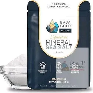 New Baja Gold Mineral Sea Salt - Pure & Organic Real Salt for Cooking & Baking | Fine Grind Sea Salt - Low Sodium | Natural Baja Salt - Ideal 