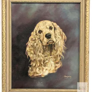 Vintage Signed S. Tresham Cocker Spaniel Portrait, Framed, 13.5" × 16.5"