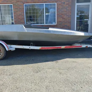 COBRA STYLE ALUMINUM WELDED SPEED BOAT WITH BOAT TRAILER, SILVER,