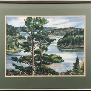 GRACEY - LAKESIDE LANDSCAPE WITH PINE TREES