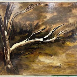J.Y. ROBILLARD BARE TREE IN AUTUMN LANDSCAPE