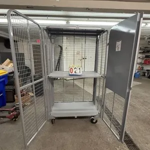 2 Shelve Metal Storage Cage on Casters