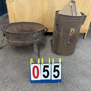 Iron Pot w/ Tri-Pod Stand and Old Coffee Bean Roas